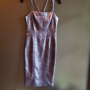 BCBG silver chrome leather dress